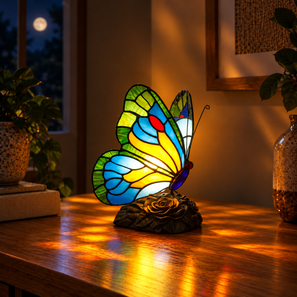 Skulptureret blå sommerfuglelampe