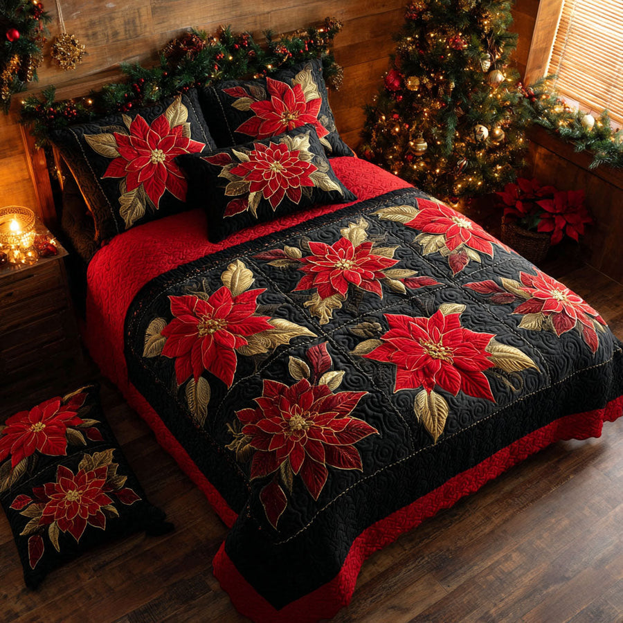 Sengesæt i 3 dele – Midnight Poinsettia