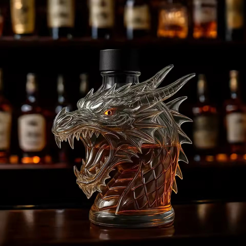 Whiskyflaske med dragehoved