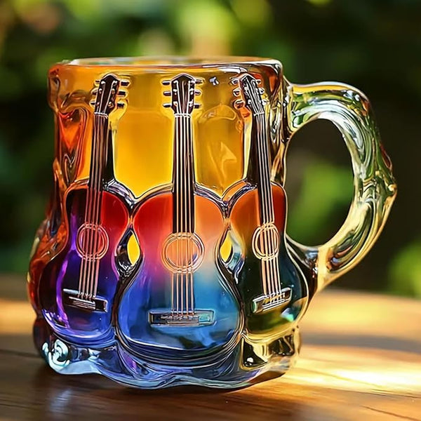 Håndlavet krus med 3D-guitarmotiv