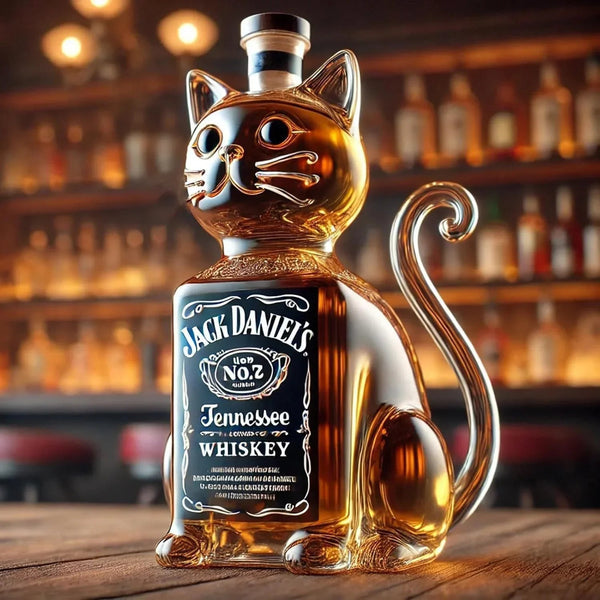 Whiskykaraffel formet som kat