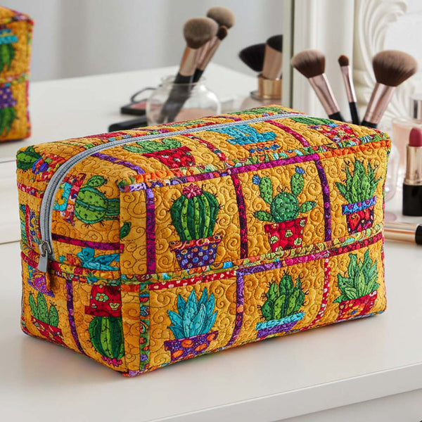 Quiltet makeuptaske – Golden Spikes Quilted
