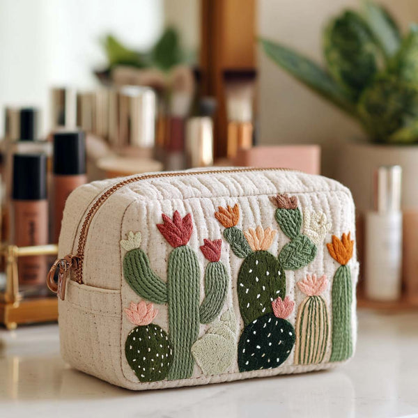 Quiltet makeuptaske – Prickly Love Quilted