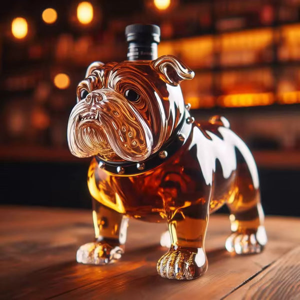 Whiskyflaske formet som bulldog