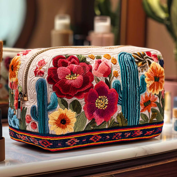 Quiltet makeuptaske – Sunlit Succulent Quilted