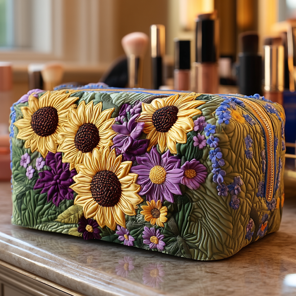 Quiltet makeuptaske – Sunshine Field Quilted